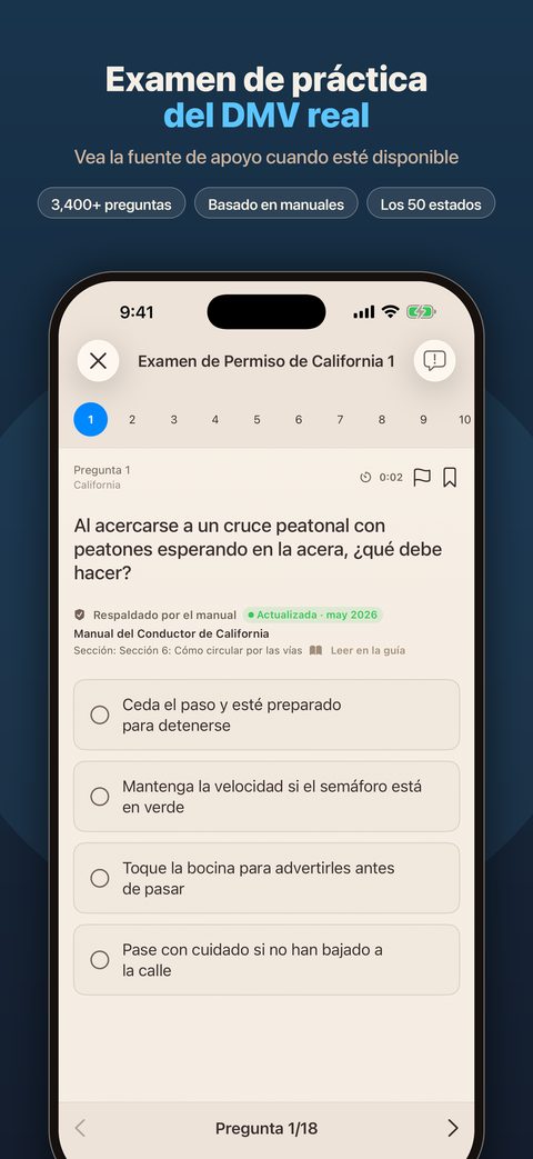 Pregunta de práctica con la sección del manual de la que proviene