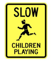 Children Playing Sign road sign — Children at play warning sign
