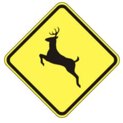 Deer Crossing Sign road sign — Deer crossing area warning