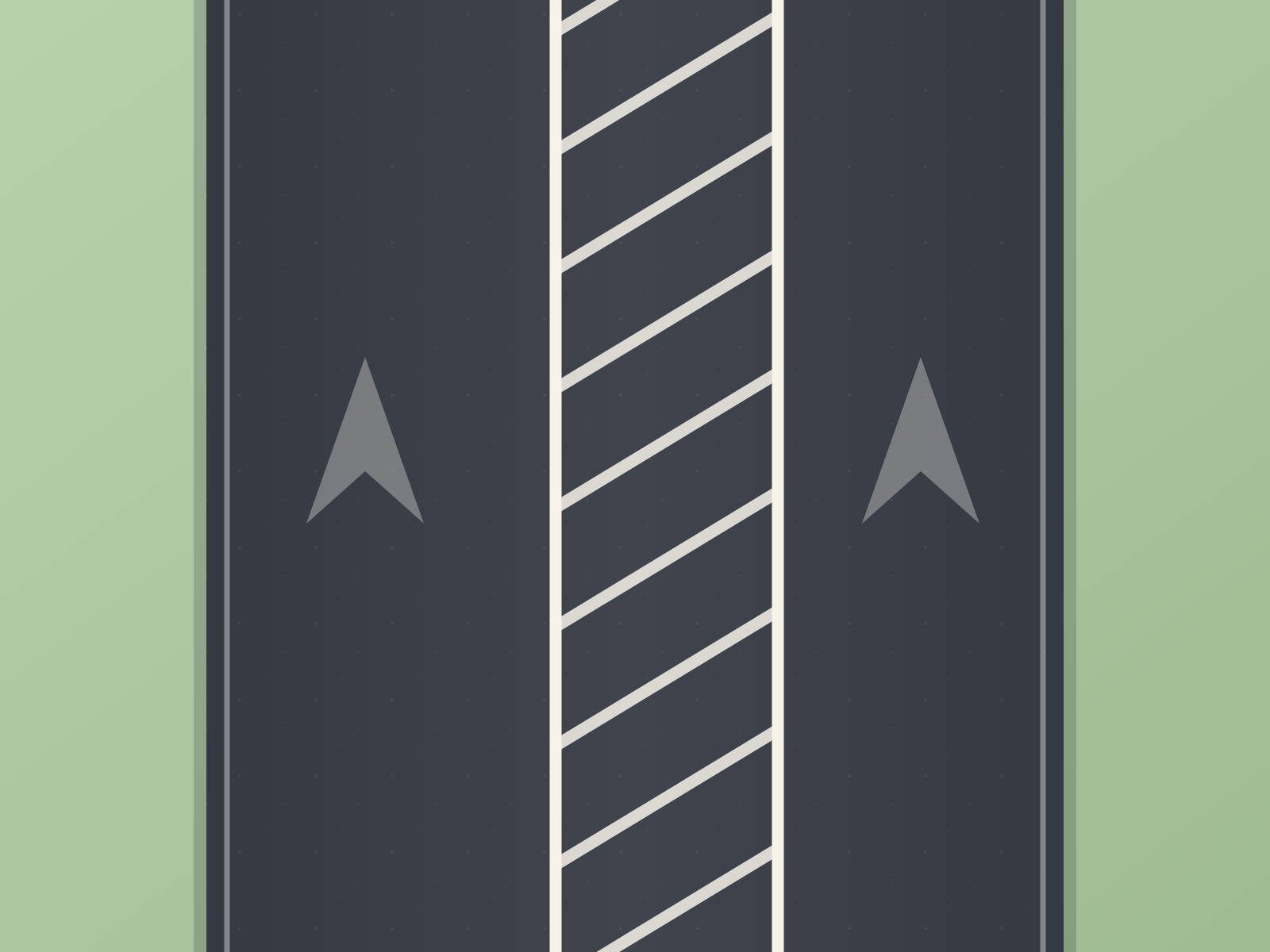 Diagonal stripes in a painted buffer area usually mean: