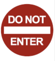 Do Not Enter Sign road sign — Red circle with white horizontal bar and DO NOT ENTER text