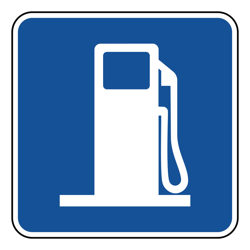 Gas / Fuel Sign road sign — Blue square with a white fuel-pump symbol