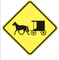 Horse & Buggy Crossing Sign road sign — Horse-drawn vehicle crossing or sharing road