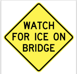 Ice on Bridge Sign road sign — Bridge may be icy warning