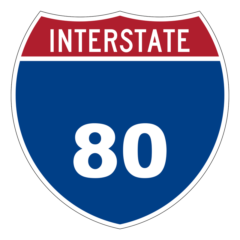 Interstate Route Marker Sign road sign — Red-and-blue shield with a white route number for an interstate highway