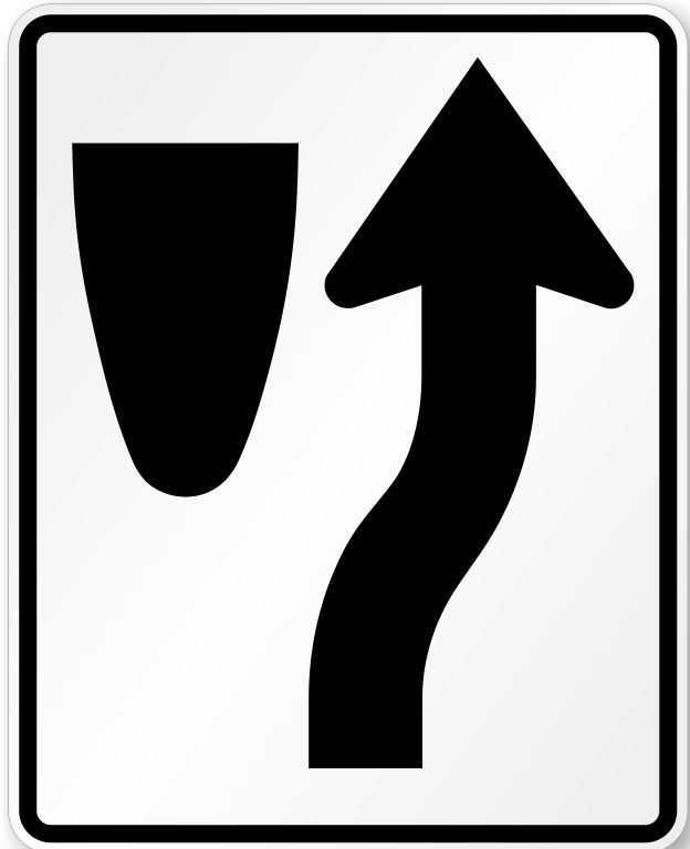 Keep Right Sign road sign — White sign with curved arrow pointing right
