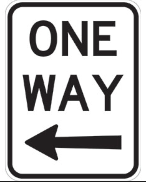 One Way (Left) Sign road sign — Black rectangular sign with ONE WAY text and left arrow
