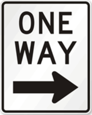 One Way (Right) Sign road sign — White rectangular sign with ONE WAY text and right arrow