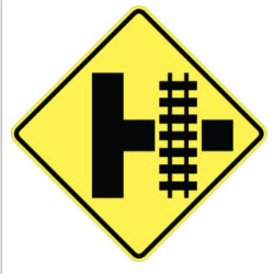 Railroad Side Road Sign road sign — Railroad tracks parallel to side road