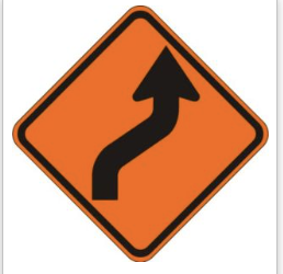 Reverse Curve (Construction) Sign road sign — S-curve in construction zone