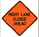 Right Lane Closed Ahead Sign road sign — Right lane will be closed ahead