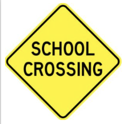 School Crossing Sign road sign — School crossing area warning