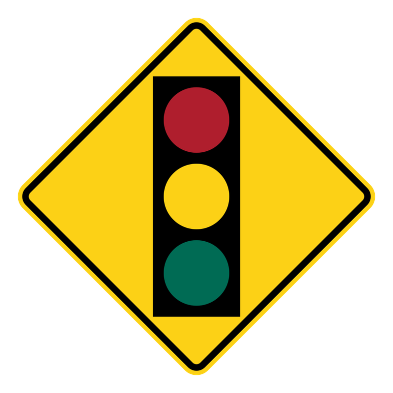 Traffic Signal Ahead Sign road sign — Yellow diamond with a traffic signal symbol