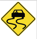 Slippery When Wet Sign road sign — Road surface becomes slippery when wet