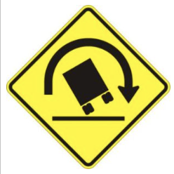 Truck Rollover Warning Sign road sign — Truck rollover danger on curve